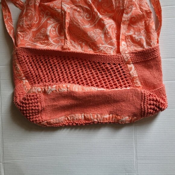 Crochet bag tote sack beach bag sewing knitting peach orange summer hand made - Picture 12 of 14